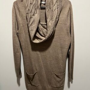Women's Tan Sweater with Cowl Neck